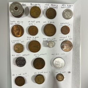Bundle of foreign coins/currency
